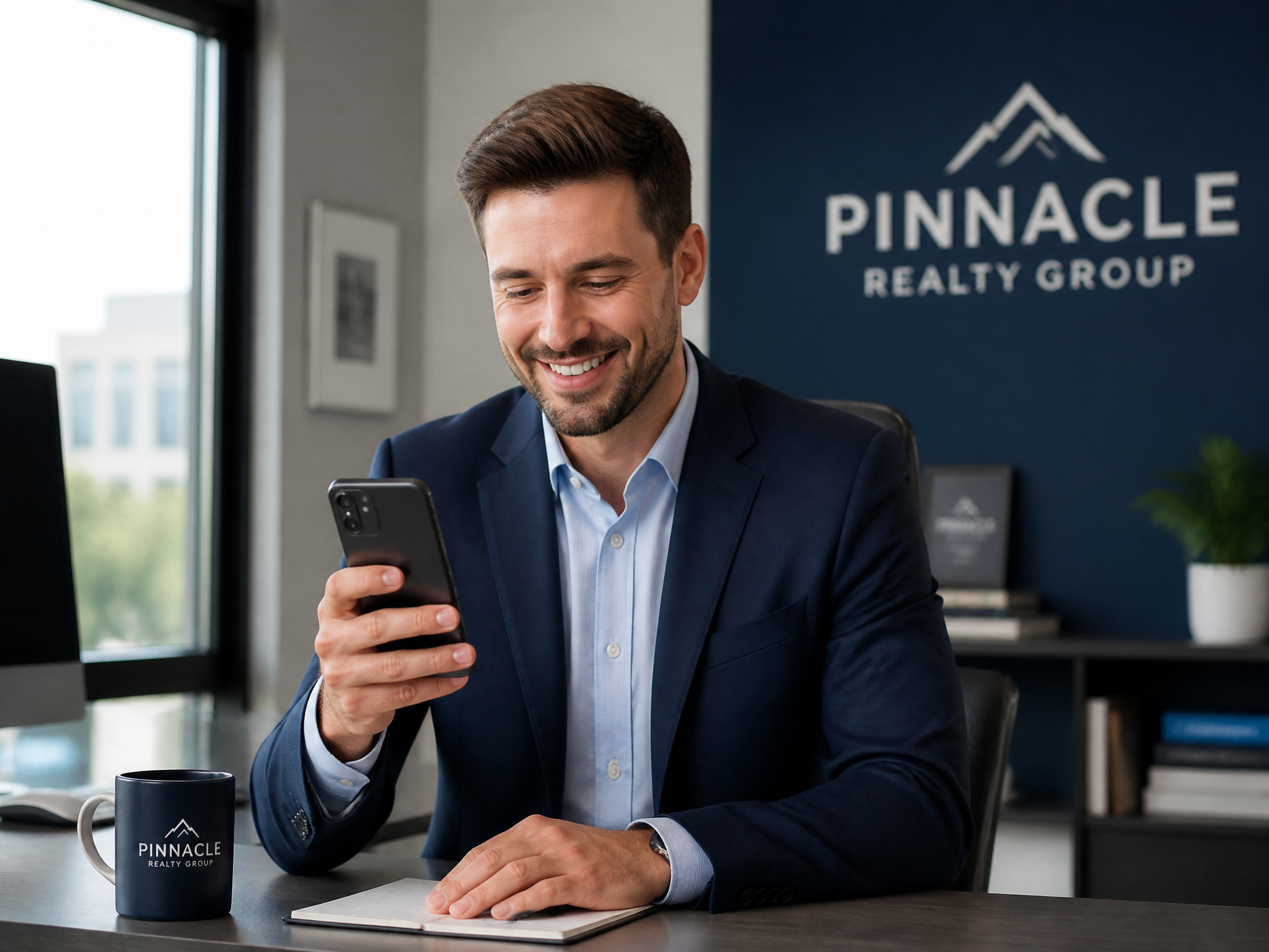 Leasing professional reviewing lead messages on a smartphone